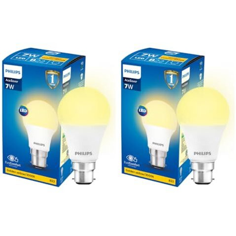 Philips B22D Led Bulb, (Golden Yellow, 7W) Pack Of 2