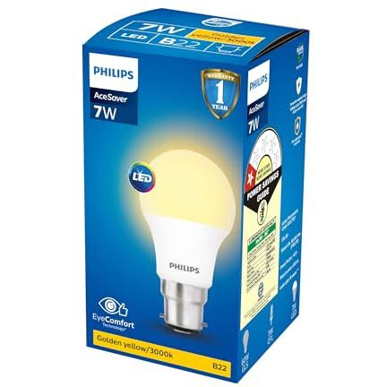 Philips B22D Led Bulb, (Golden Yellow, 7W) Pack Of 2