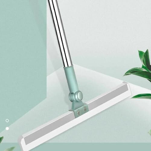 Kiriada Magic Broom Floor Squeegee Wiper With Long Handle Adjustable 180 Degree Rotating Mop Silicone Strips Stainless Steel Silicone Blade Floor Wiper For Home,Office, Shop,Bathroom,Tile Pet Hair.