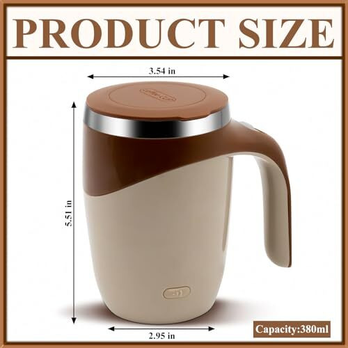 Ftutom Self Stirring Coffee Mug, Rechargeable Automatic Stirring Mixing Mug, Electric Funny Self Mixing Cup, Stainless Steel Travel Coffee Cup For Office, Home, Kitchen (Brown)