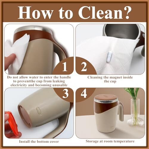 Ftutom Self Stirring Coffee Mug, Rechargeable Automatic Stirring Mixing Mug, Electric Funny Self Mixing Cup, Stainless Steel Travel Coffee Cup For Office, Home, Kitchen (Brown)