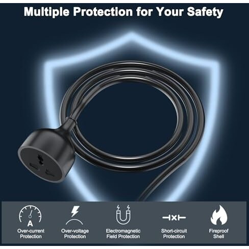 Hoteon Extension Board With 10 Meters Heavy Duty Long Wire Cord, Single Outlet Socket 2500W 10A Expandable Electric Extension, 3 Pins Extension Cord For Indoor Outdoor Use (10M/ Black)-1Pcs