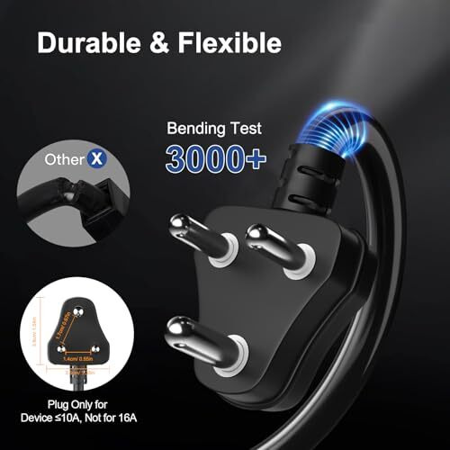 Hoteon Extension Board With 10 Meters Heavy Duty Long Wire Cord, Single Outlet Socket 2500W 10A Expandable Electric Extension, 3 Pins Extension Cord For Indoor Outdoor Use (10M/ Black)-1Pcs
