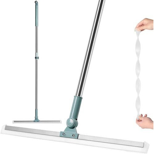 Skyhill Silicone Rubber Blade Floor Wiper | Magic Broom & Squeegee With Long Telescopic Handle | 180 Rotating Heavy-Duty Cleaning Tool For Tile, Glass & Marble  52Cm Blade