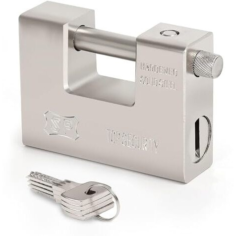About Space Heavy Duty Padlock With 4 Keys - 1 Kg Hardened Steel Security Padlock With Anti Drill & Pick Cylinder Security Shackle Chain Lock For Garage,Door,Containers,Shutter,Locker,Warehouse,Gates