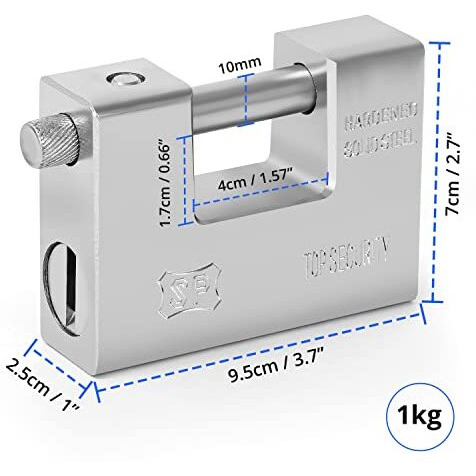 About Space Heavy Duty Padlock With 4 Keys - 1 Kg Hardened Steel Security Padlock With Anti Drill & Pick Cylinder Security Shackle Chain Lock For Garage,Door,Containers,Shutter,Locker,Warehouse,Gates