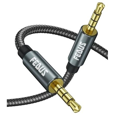 Fedus 3.5 Mm To 3.5 Mm Male To Male Aux To Aux Audio Cable Cord With Microphone Nylon Braided Trrs 4 Pole Stereo Audio Cord Aux Cable For Car, Aux Cable For Speakers, Earphone Headphone, Phone 1 Meter