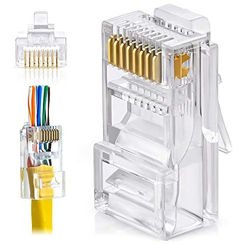Fedus Rj45 Cat6 Pass-Through Connector Rj45 Ends, Cat5, Cat5E, Cat6 8P8C Rj45 Connector, Ethernet Cable Crimp Connectors Utp Network Plug Solid Wire And Standard Cable, Lan Crimp (Pack Of 40)