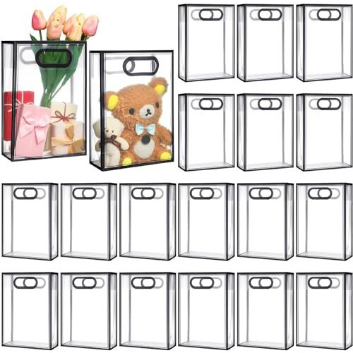 Satyam Kraft 6 Pcs Transparent Multipurpose Gift Bags | Gift For Her/Him, Mothers Day Gifting,Gift Bags, Wedding Return Gifts, Anniversary, Birthday, Hamper, Shopping & Party (Small) (Black)