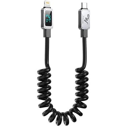 Wayona Type C To Lightning 27W Fast Charging Carplay Coiled Usb C Cable For Iphone 14,14 Pro,14 Pro Max, Iphone 13 Series,12,12 Pro,11,11 Pro Max Iphone 12 Mini, X, 8