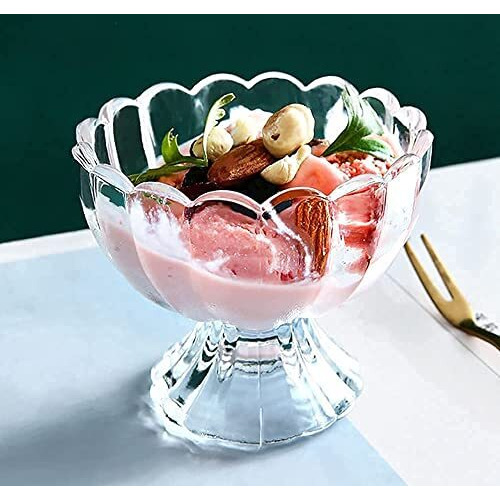 Kosh Crystal Clear Dessert Bowl Set - Ice Cream & Fruit Salad Glass Bowls (Set Of 6)