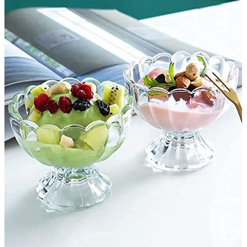 Kosh Crystal Clear Dessert Bowl Set - Ice Cream & Fruit Salad Glass Bowls (Set Of 6)
