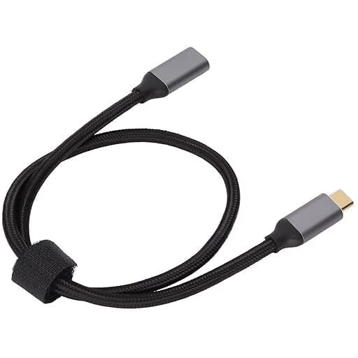 Wefly Type C Extension Cable(Gen 2/10Gbps) 50Cm Nylon Braided Usb 3.2 Type C Male To Female Extension Cable Support 4K Video Pd 100W/5A Chargingfor Mcbook Pro/Air/M1 Ipad Pro,De Ll,Black
