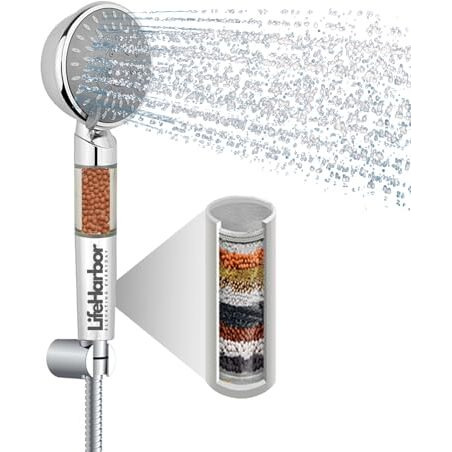 Life Harbor 15-Stage Hand Shower Filter & Softener For Bathroom | Filter For Hard Water And Chlorine | Hand Shower With Water Filter Removes Hardness & Impurities | Gives Healthy Skin, Hair & Nails