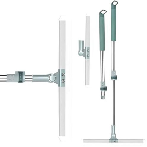 Bare Elixir Silicone Rubber Blade Floor Wiper, Squeegee Broom With Long Telescopic Handle | 180 Rotating, Heavy-Duty Cleaning Broom For Tile, Glass, And Marble Floor - 52Cm Blade-Multi