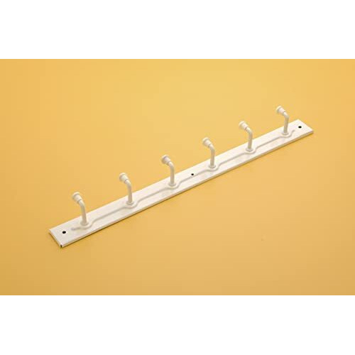 Istar Iron 6 Pin Cloth Hanger Wall Mounted Door Mounted Bathroom Cloth Wall Hook, Door Hooks Rail For Hanging Keys, Ivory