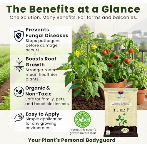 Utkarsh Trichoz-P (Trichoderma Viride 1.5% W.P. 2 X 10^6 Cfu/Gm Min.) For Plants, Crops And Home Gardening (1 Kg Pack Of 1)