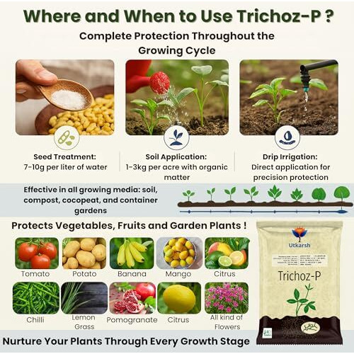 Utkarsh Trichoz-P (Trichoderma Viride 1.5% W.P. 2 X 10^6 Cfu/Gm Min.) For Plants, Crops And Home Gardening (1 Kg Pack Of 1)