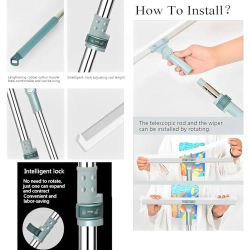 Gvb Enterprise 2 In 1 Floor Cleaner Brush Multifunction Magic Broom,Silicone Floor Squeegee Broom With Long Handle,Scraping Besom For Floor Bathroom Kitchen Shower Tile Pet Hair