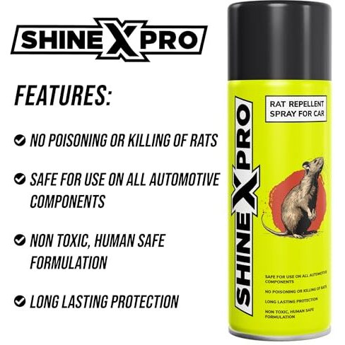 Shinexpro Rat Repellent Spray For Car - 250Ml - Human Safe Rat Spray For Car Engine And Interior - No Kill Only Repels Rodent Repellent For Car - Last 2 Years