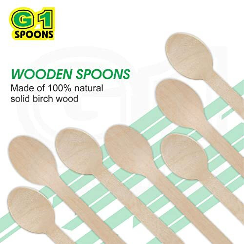 G1 Wooden Disposable Spoons, Multi-Purpose, 140Mm Length, Pack Of 100, Natural