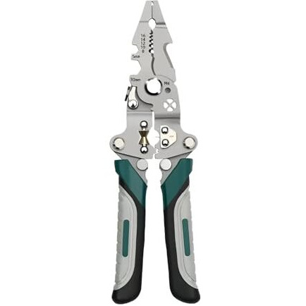 Gopendra 9-In-1 Multifunctional Stainless Steel Wire Plier Cutting Multi-Purpose Electrical Stripping Tool Wire Stripper & Crimping Tool For Electrician (Multi Color, Wire Striper Pattern-A)