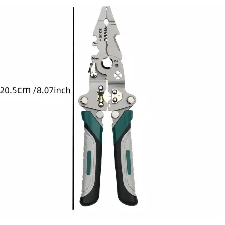 Gopendra 9-In-1 Multifunctional Stainless Steel Wire Plier Cutting Multi-Purpose Electrical Stripping Tool Wire Stripper & Crimping Tool For Electrician (Multi Color, Wire Striper Pattern-A)