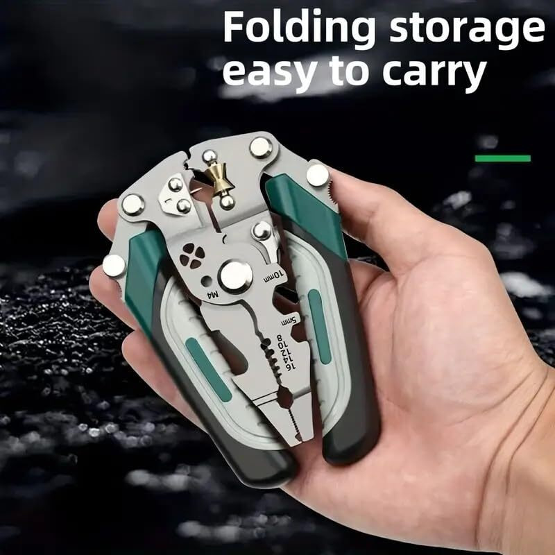 Gopendra 9-In-1 Multifunctional Stainless Steel Wire Plier Cutting Multi-Purpose Electrical Stripping Tool Wire Stripper & Crimping Tool For Electrician (Multi Color, Wire Striper Pattern-A)