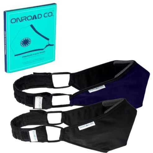 Onroad Co. Cotton Reusable And Washable 6 Layered Anti Pollution Mask (Large - Ideal For 60-90 Kg Body Weight, Blue + Black), Unisex