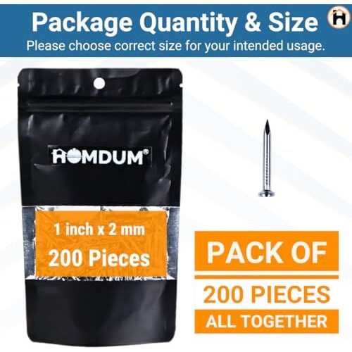 Homdum Hard Steel Concrete Nails 1 Inch (25 Mm) Pack Of 200 Pieces (1")