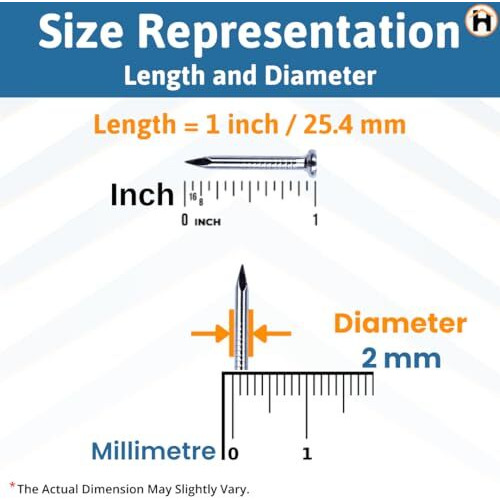Homdum Hard Steel Concrete Nails 1 Inch (25 Mm) Pack Of 200 Pieces (1")
