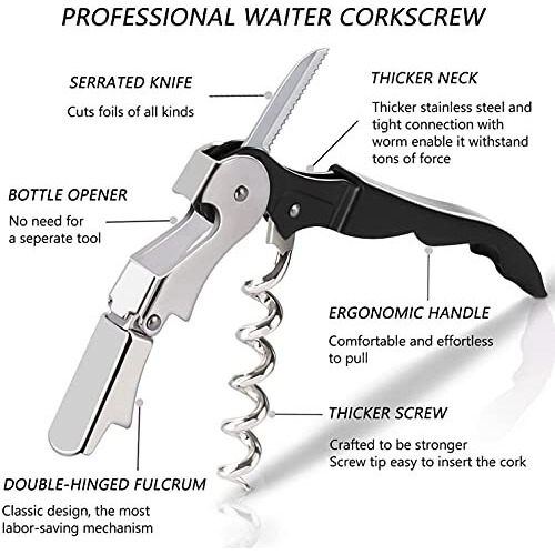 Amigozz Professional WaiterS Corkscrew  All-In-One Corkscrew, Bottle Opener And Foil Cutter, The Favored Choice Of Sommeliers, Waiters And Bartenders Around The World- 1Pc