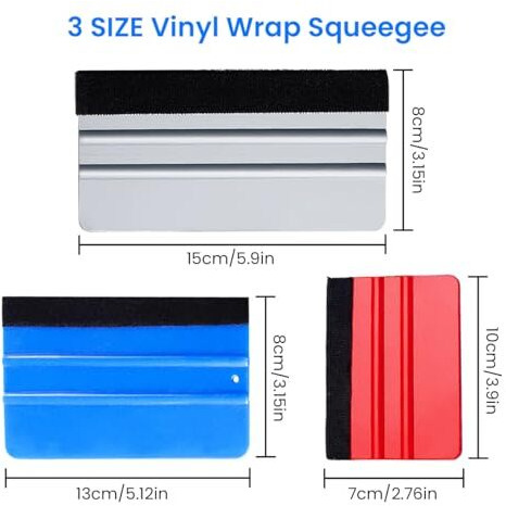 Supvox 3Pcs Felt Edge Squeegee, 4Inch - 5Inch - 6Inch Vinyl Wrap Squeegee, Plastic Squeegee Scratch-Free For Decals, Window Film, Wallpaper
