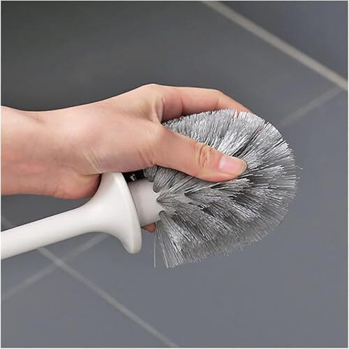 Toilet Cleaning Brush And Holder Set Free Stand Long Handle Bathroom Sleek Toilet Bowl Cleaner Brush With Stand, Pot Commode Bathroom Cleaning Scrubber Brushes Plastic Bristles Toilet Brush