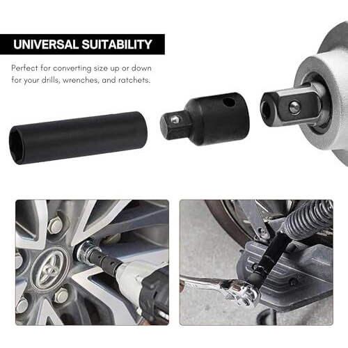 Inditrust 6Pcs Pneumatic Air Impact Adapter And Reducer Socket Set Female To Male Or Male To Female Convertor 1/4", 3/8", 1/2" & 3/4" Square Drive, Chrome Vanadium Steel