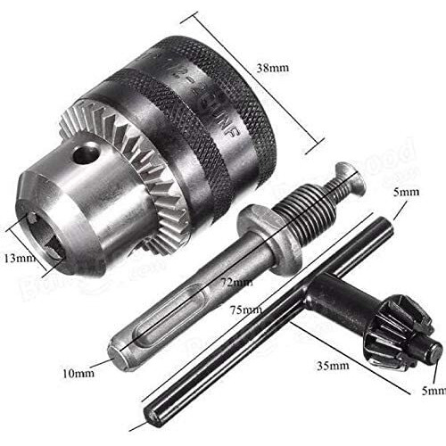 Inditrust Alloy Steel Sds-Plus Flat Chisel & Point Bit Set For Rotary Hammer Drills, 6/8/10Mm X 160Mm Masonry Twin Spiral With 1/2" 3-Jaw Key Chuck And Adapter, 1.5-13Mm Capacity