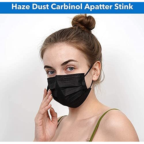 Wisezag Black Surgical Mask Pack Of 110 Pieces Disposable Masks 3 Ply Layer & Nose Clip Ultrasonic Use, Throw Masks Pack Of 100 Pcs Pin 3Ply Unisex, Nonwoven Fabric