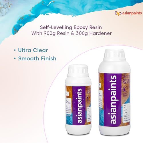 Asian Paints Woodtech Resin River Kit (300G) | Pack Of Resin & Hardener | Self-Levelling Epoxy | Ultra Clear | Safe To Use | Deep Molds | Perfect For Diy And Professional Art