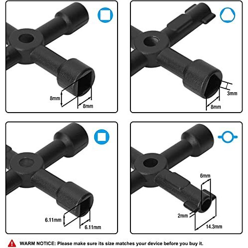 Aasons 4-In-1 Key Wrench Multifunction Electric Control Box Utility Key Set/Elevator Door Valve Plumbing Cross Ratchet Wrench - Box End