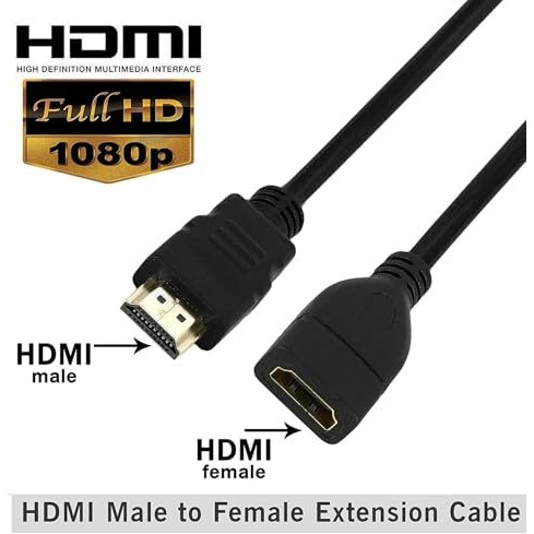 Rodmed High Speed Hdmi Male To Female Extension Cable Hdmi Extender For Fire Tv Stick, Laptop/Pc, Lcd/Led Tv, Xbox, Ps3/Ps4- Color May Vary (20Cm)