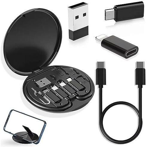 Zedgear All In One 60W Usb Type C To C Fast Charging Travel Data Cable Set Micro Usb And Lightning Port Adapter Kit With Inbuilt Phone Stand Compatible With Iphone Ipad Samsung Oneplus & Other Devices