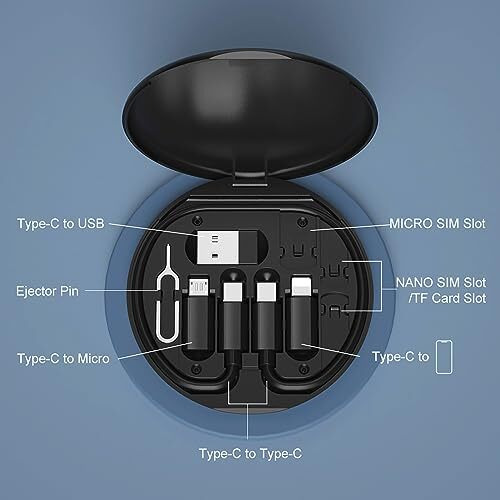 Zedgear All In One 60W Usb Type C To C Fast Charging Travel Data Cable Set Micro Usb And Lightning Port Adapter Kit With Inbuilt Phone Stand Compatible With Iphone Ipad Samsung Oneplus & Other Devices