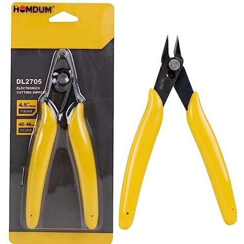 Homdum Electronic Cutting Nippers Flush Cutters Jewellery Cutting Tool Electric Wire Strippers Pliers Size 130 Mm (Yellow & Blue)