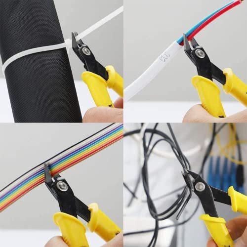Homdum Electronic Cutting Nippers Flush Cutters Jewellery Cutting Tool Electric Wire Strippers Pliers Size 130 Mm (Yellow & Blue)