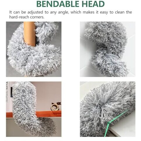 Porslin Microfiber Feather Duster With 100-Inch Extendable Pole, Bendable Head & Long Handle For Cleaning High Ceilings, Ceiling Fans, Furniture, And Cars - Washable, Lightweight, And Sturdy