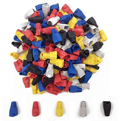 Fedus Rj45 Boot Cat6 Cat6E Cat5 Cat5E Ethernet Network Cable Strain Relief Boots Cable Cap Connector Plug Cover Mixed Colors (Pack Of 50)