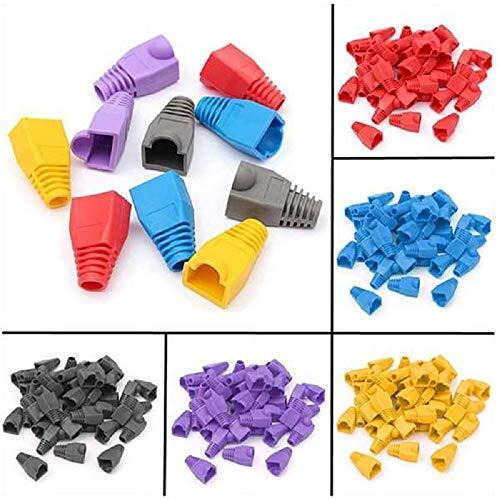 Fedus Rj45 Boot Cat6 Cat6E Cat5 Cat5E Ethernet Network Cable Strain Relief Boots Cable Cap Connector Plug Cover Mixed Colors (Pack Of 50)