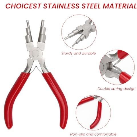 Hasthip 6" Jewelry Pliers - Carbon Steel Round Nose Needle Nose Pliers For 3-10Mm Rings Diy Wire Looper Jewelry Bail Pliers Jewelry Making Tools, Rubberized Handle Comfort Grip