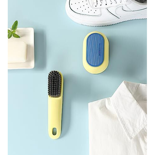 Wolpin 2 Pcs Clothes Cleaning Brush And Shoe Brush With Handle Multipurpose Bathroom Cleaning Sink Brush Kitchen, Acrylonitrile Butadiene Styrene