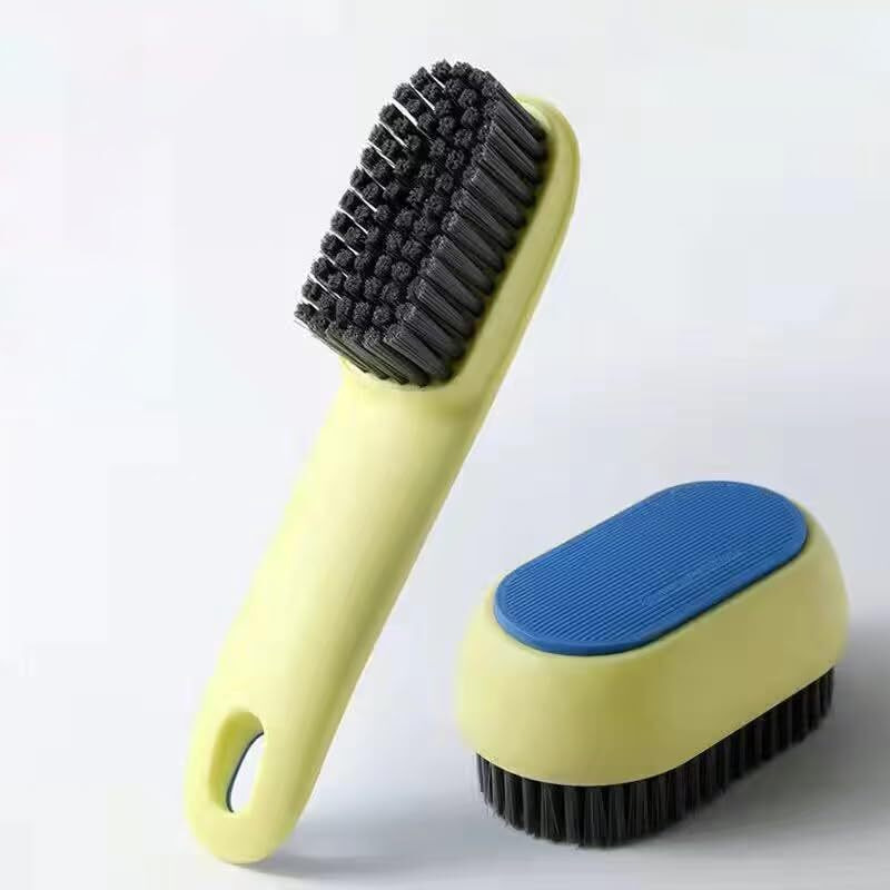 Wolpin 2 Pcs Clothes Cleaning Brush And Shoe Brush With Handle Multipurpose Bathroom Cleaning Sink Brush Kitchen, Acrylonitrile Butadiene Styrene